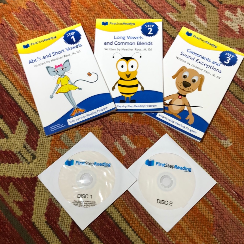 First Step Reading set of 3 books and 2 Audio CD’s